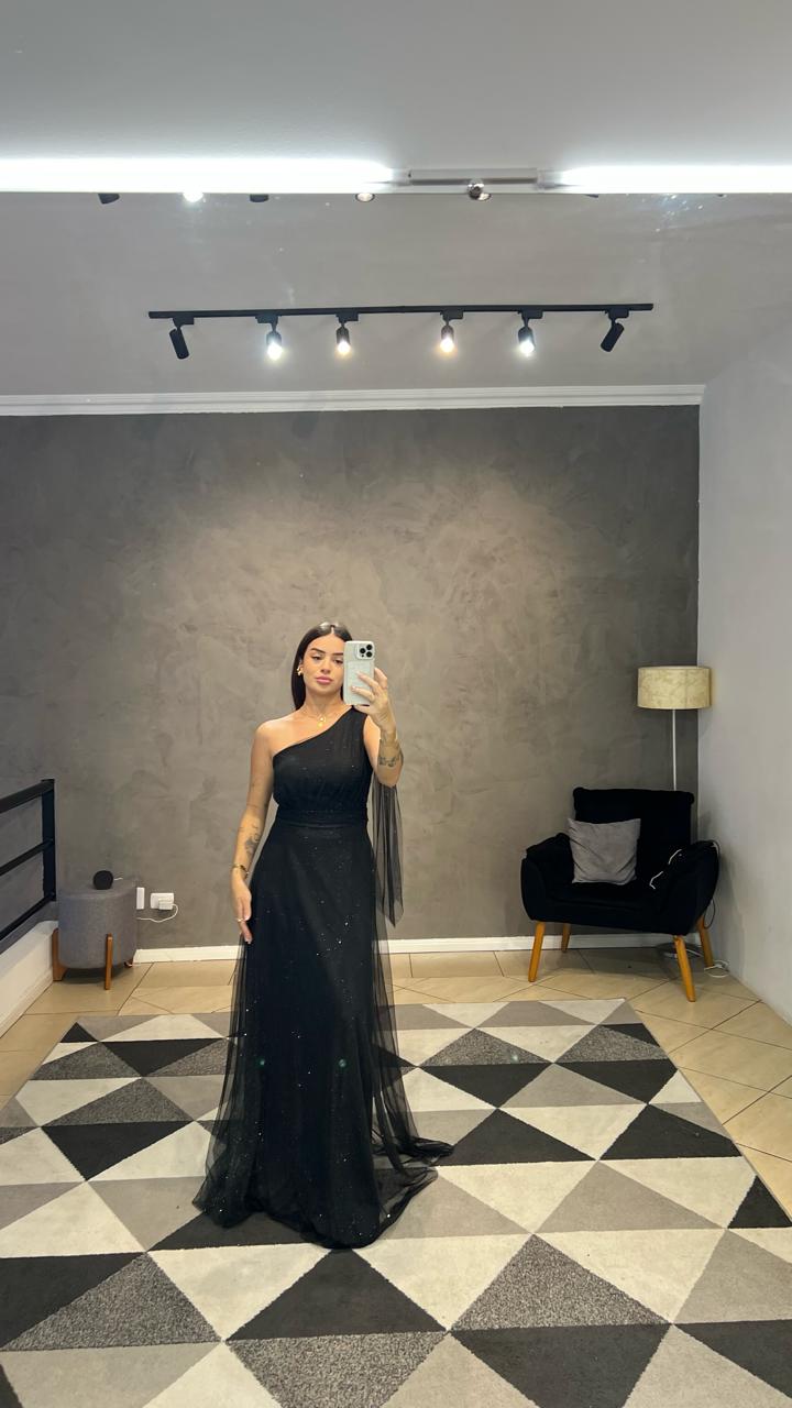 Vestido Festa Flor No Ombro