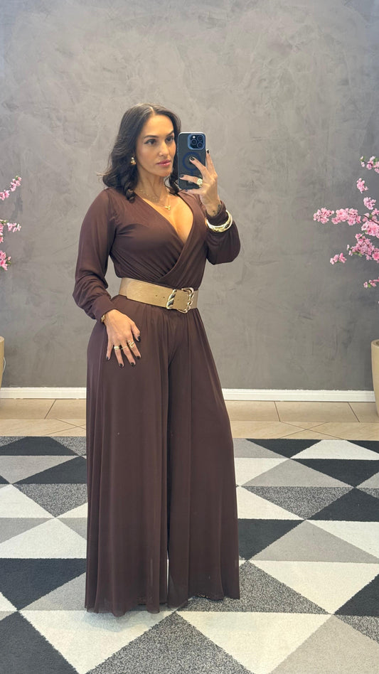 Macacão Tule Manga Longa