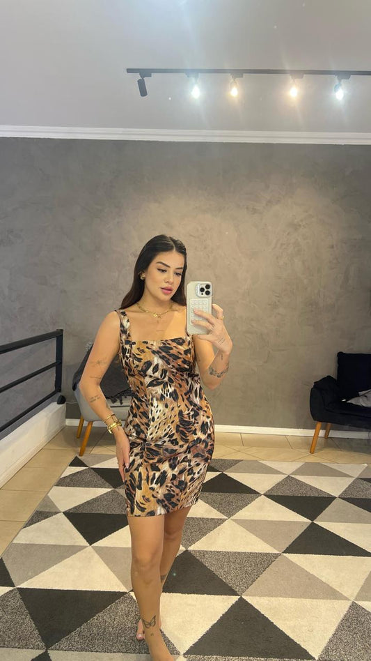 Vestido Curto Animal Print