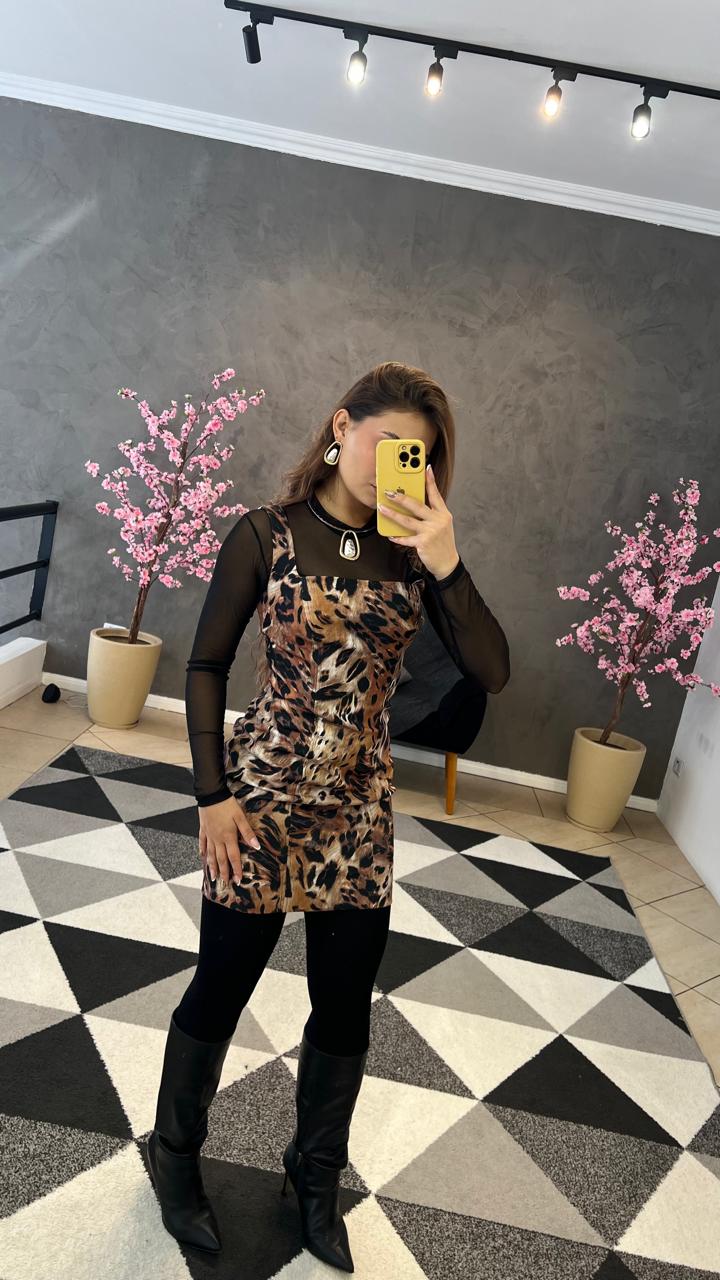Vestido Curto Animal Print