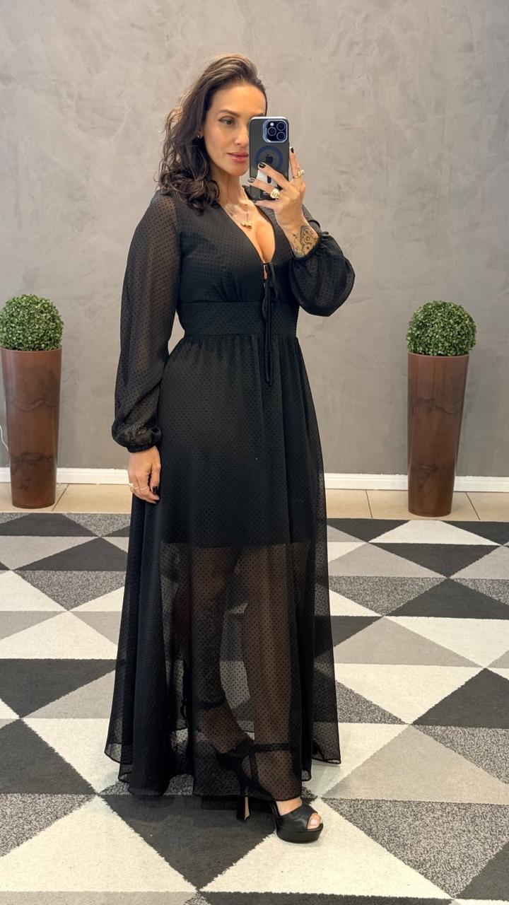 Vestido Longo Taina Poá