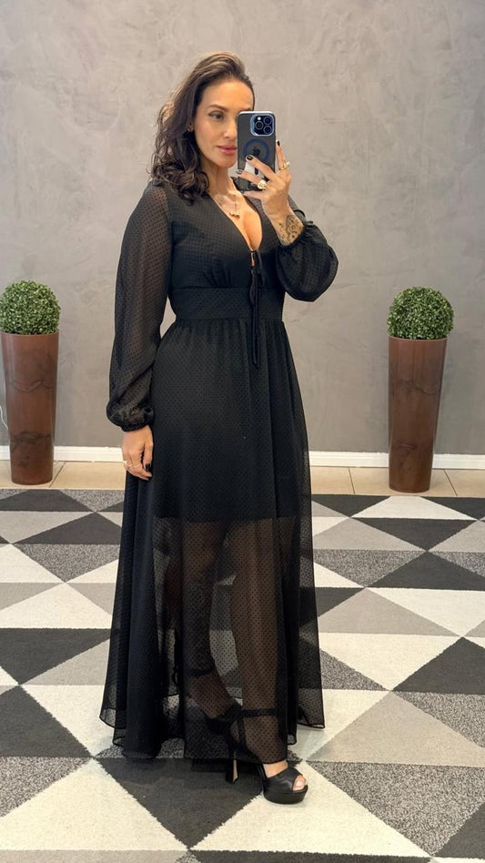 Vestido Longo Taina Poá