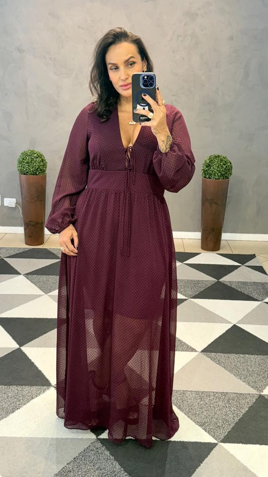 Vestido Longo Taina Poá