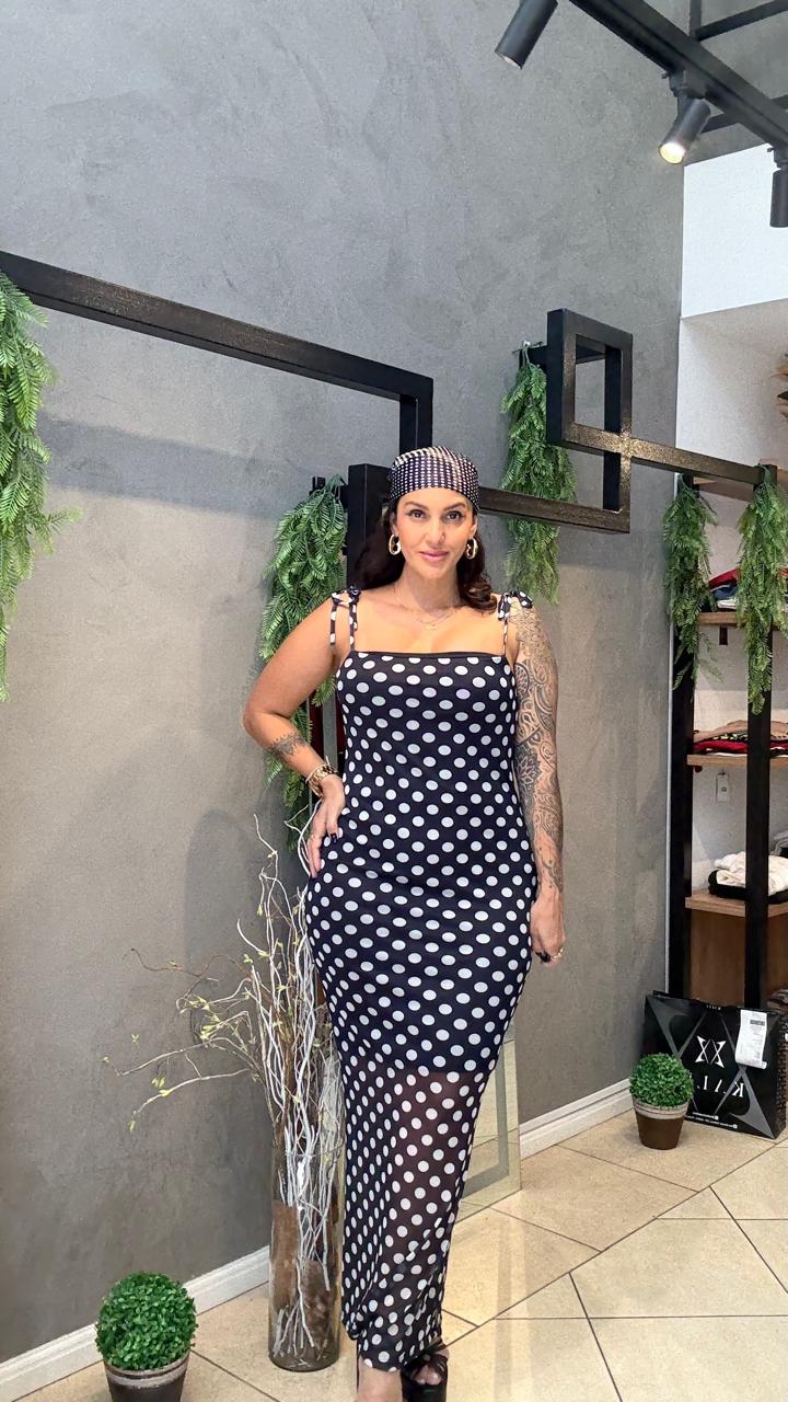 Vestido Tule Alça Poa