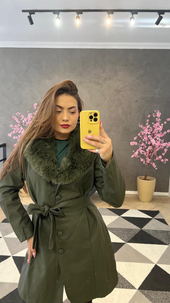 Sobretudo Luxo Couro P.U