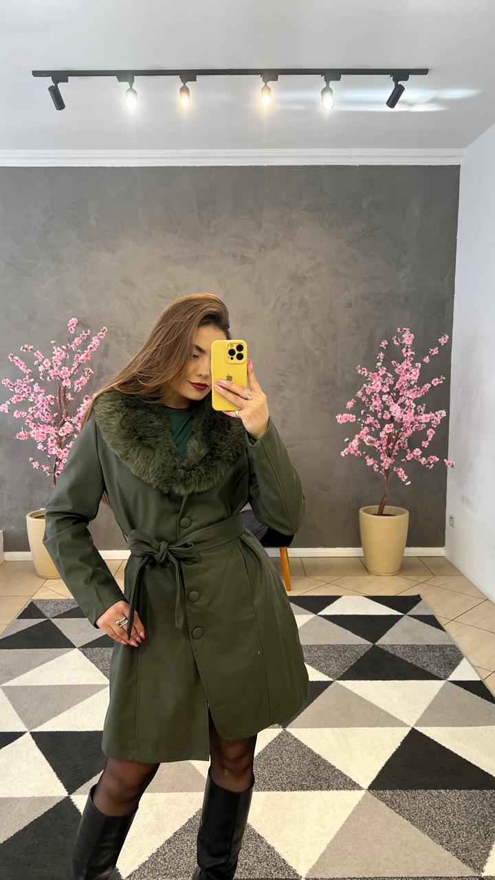 Sobretudo Luxo Couro P.U