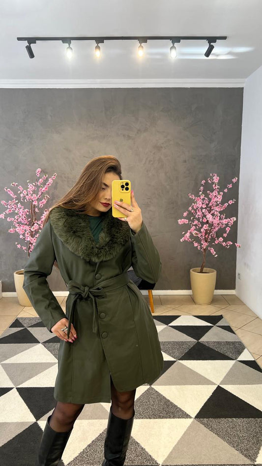 Sobretudo Luxo Couro P.U