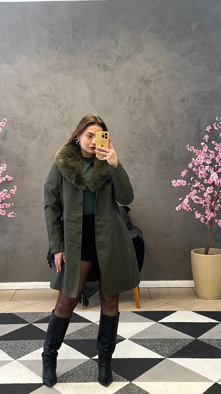 Sobretudo Luxo Couro P.U