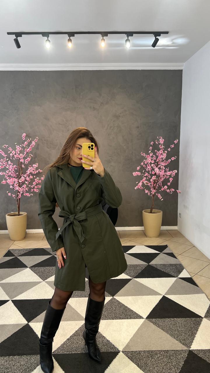 Sobretudo Luxo Couro P.U